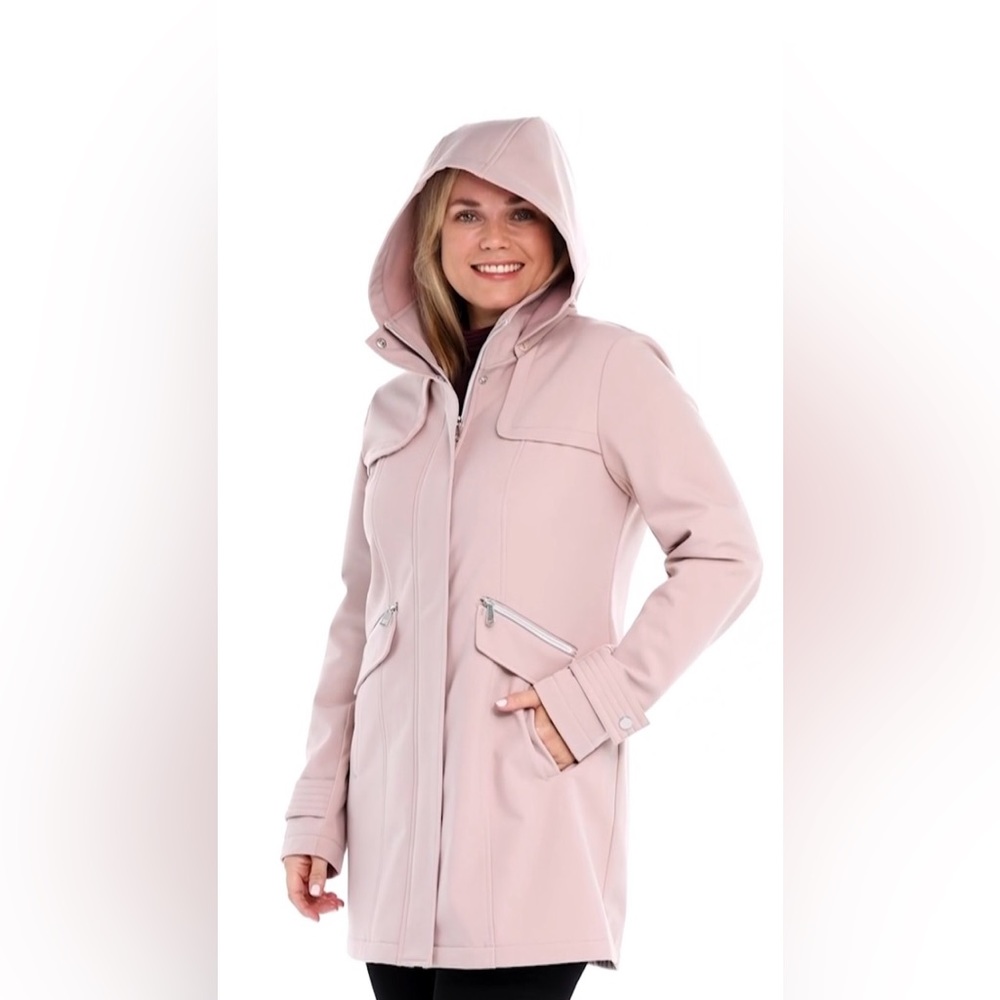 🧥Sebby Collections Pink Waterproof Windproof All Weather Hooded Coat-Size M